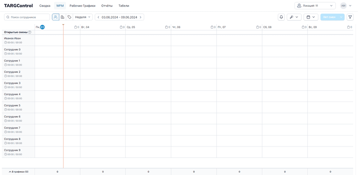 Рабочее пространство WFM