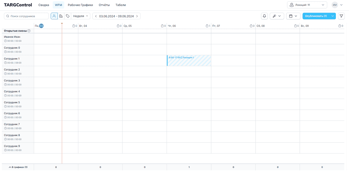 Рабочее пространство WFM